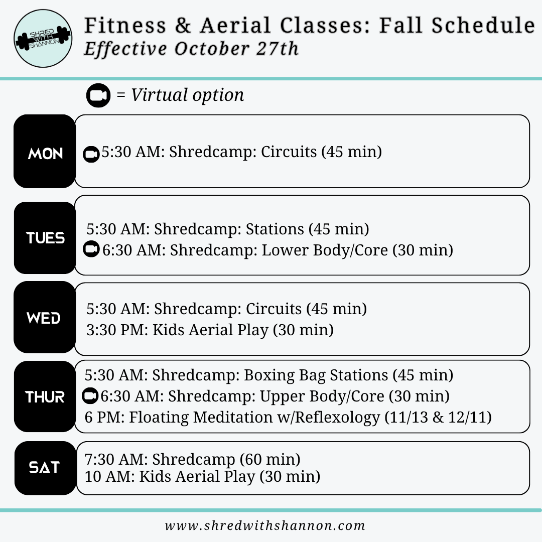 shred with shannon schedule