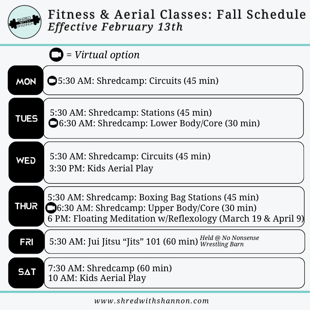 shred with shannon schedule