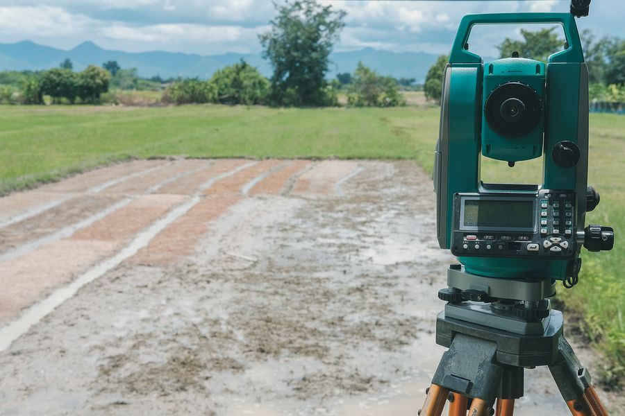 outdoor geodetic surveying tools with a tripod 