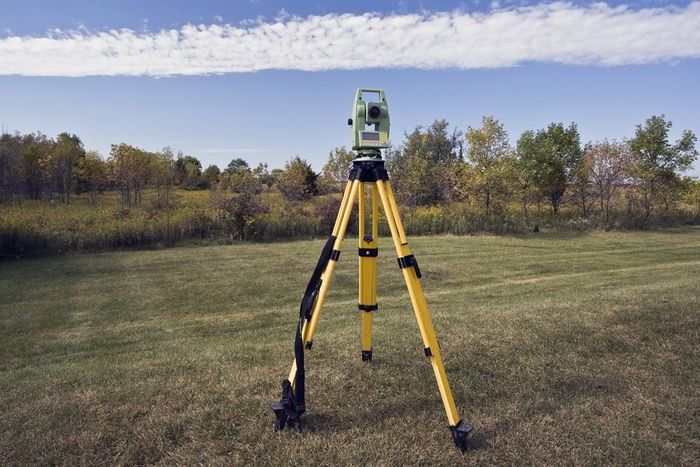 boundary surveying instrument set in the Fresno field