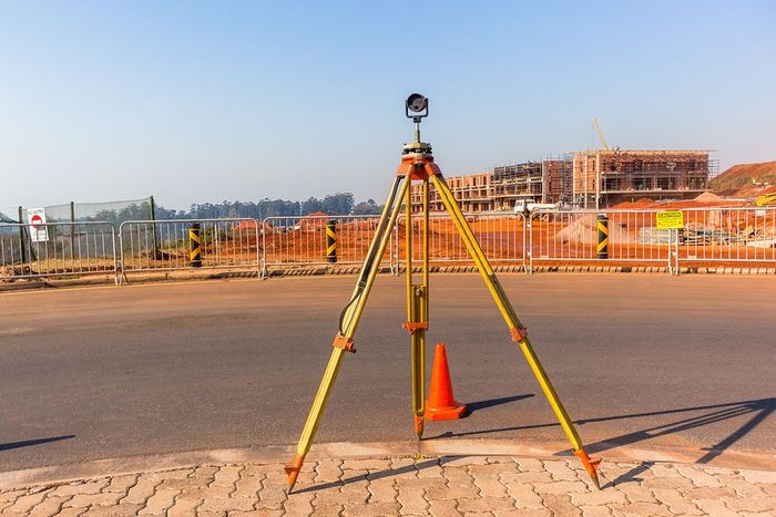 portable tripod used in a commercial project for construction staking
