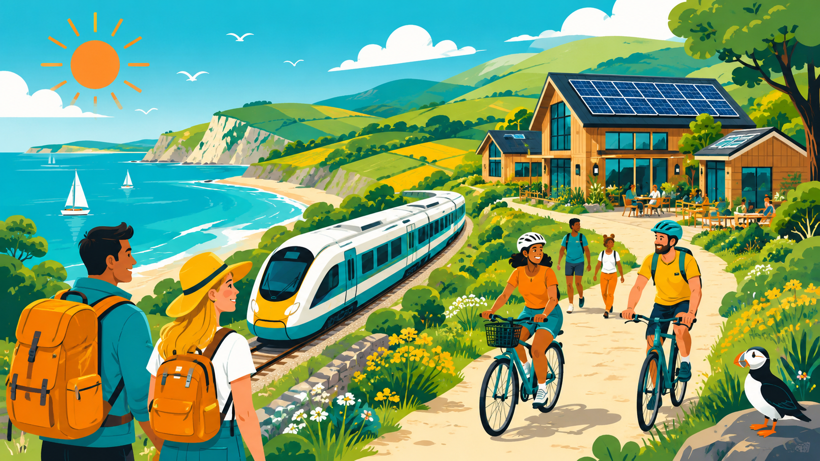 UK travellers planning sustainable holidays using rail travel, responsible accommodation and nature-friendly experiences