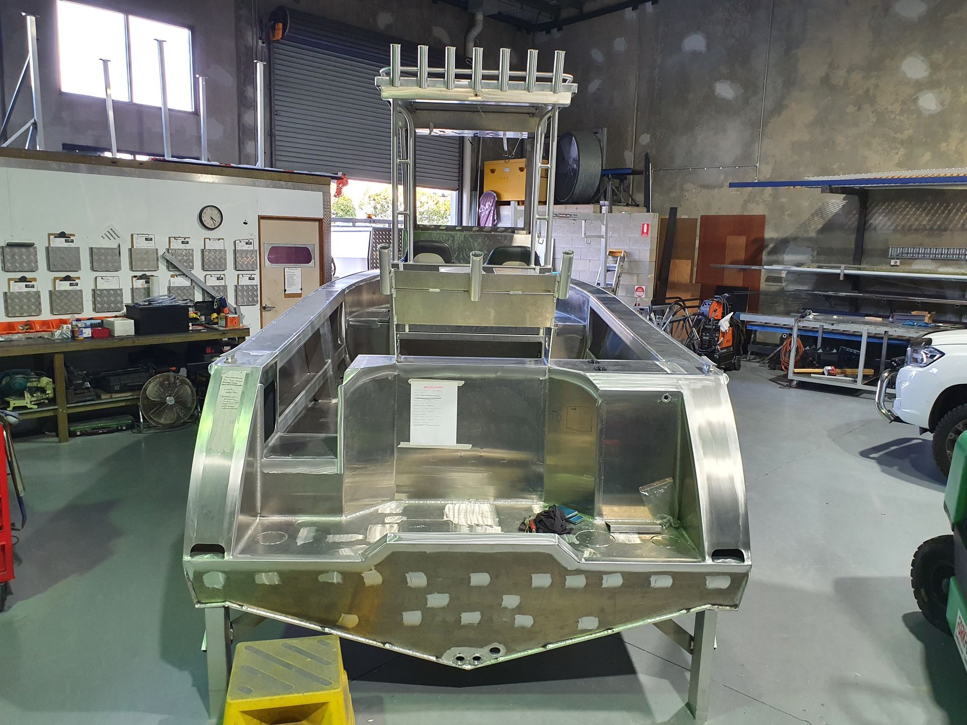 Aluminum Boat Under Construction in a Workshop — Litzow’s Welding & Fabrication in Dundowran, QLD