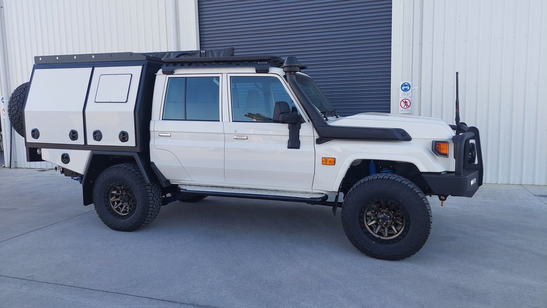 White Toyota Land Cruiser With Off-road — Litzow’s Welding & Fabrication in Dundowran, QLD
