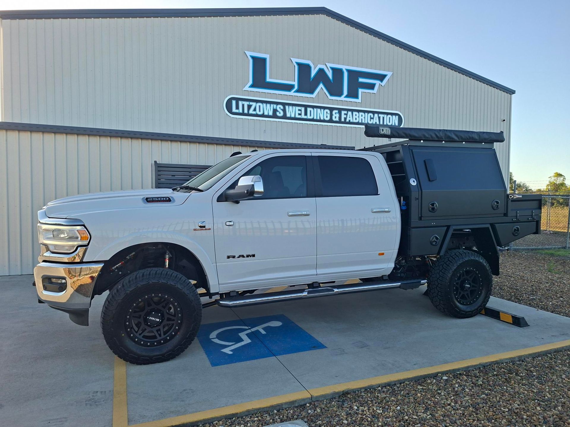 White Pickup Truck With Black Bed — Litzow’s Welding & Fabrication in Dundowran, QLD