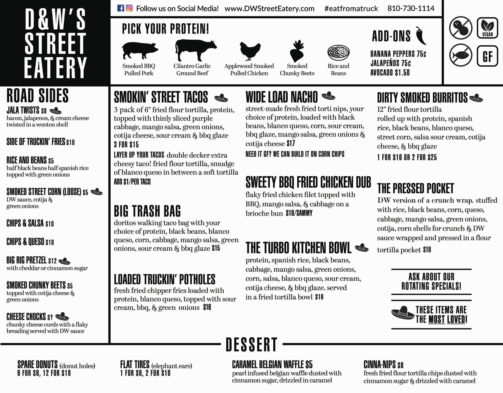 D&W's Street Eatery Menu