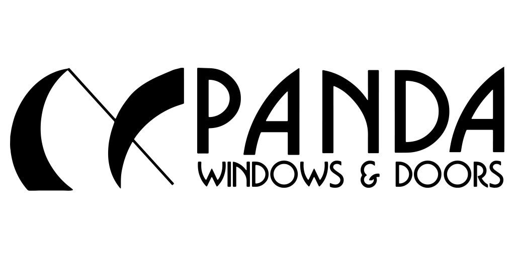 A black and white logo for panda windows and doors.