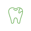 A line drawing of a tooth with a hole in it.