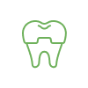 A line drawing of a tooth with a crown on it.