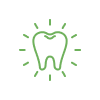 A green line drawing of a tooth with a hole in it.