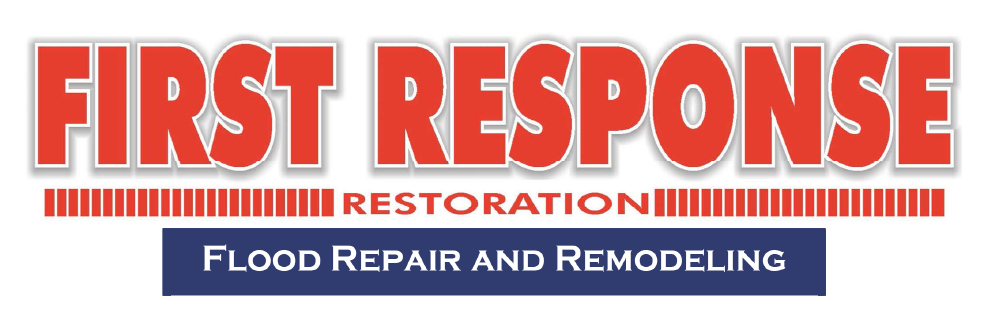 The logo for first response restoration flood repair and remodeling