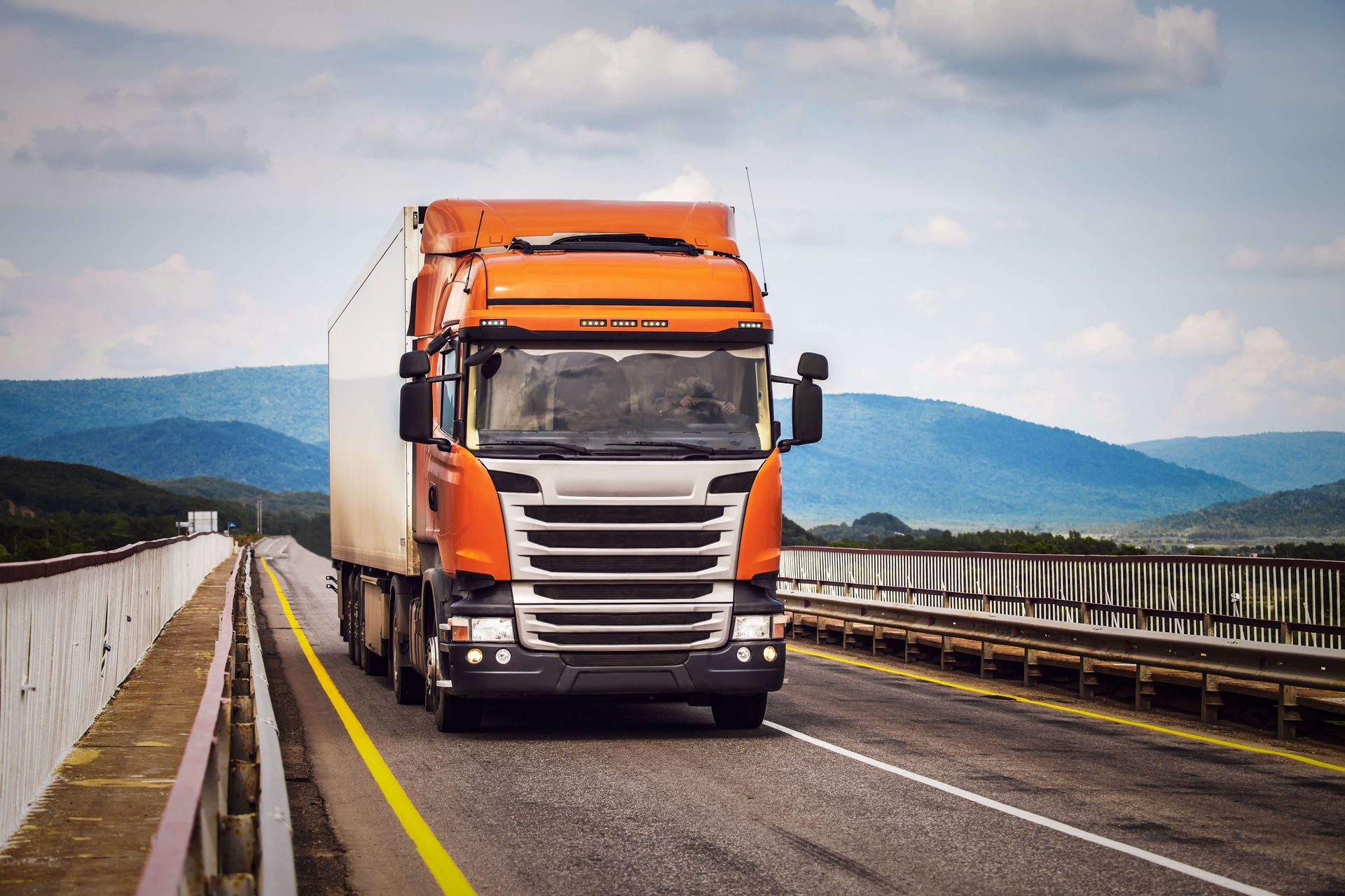 Orange Truck On Road