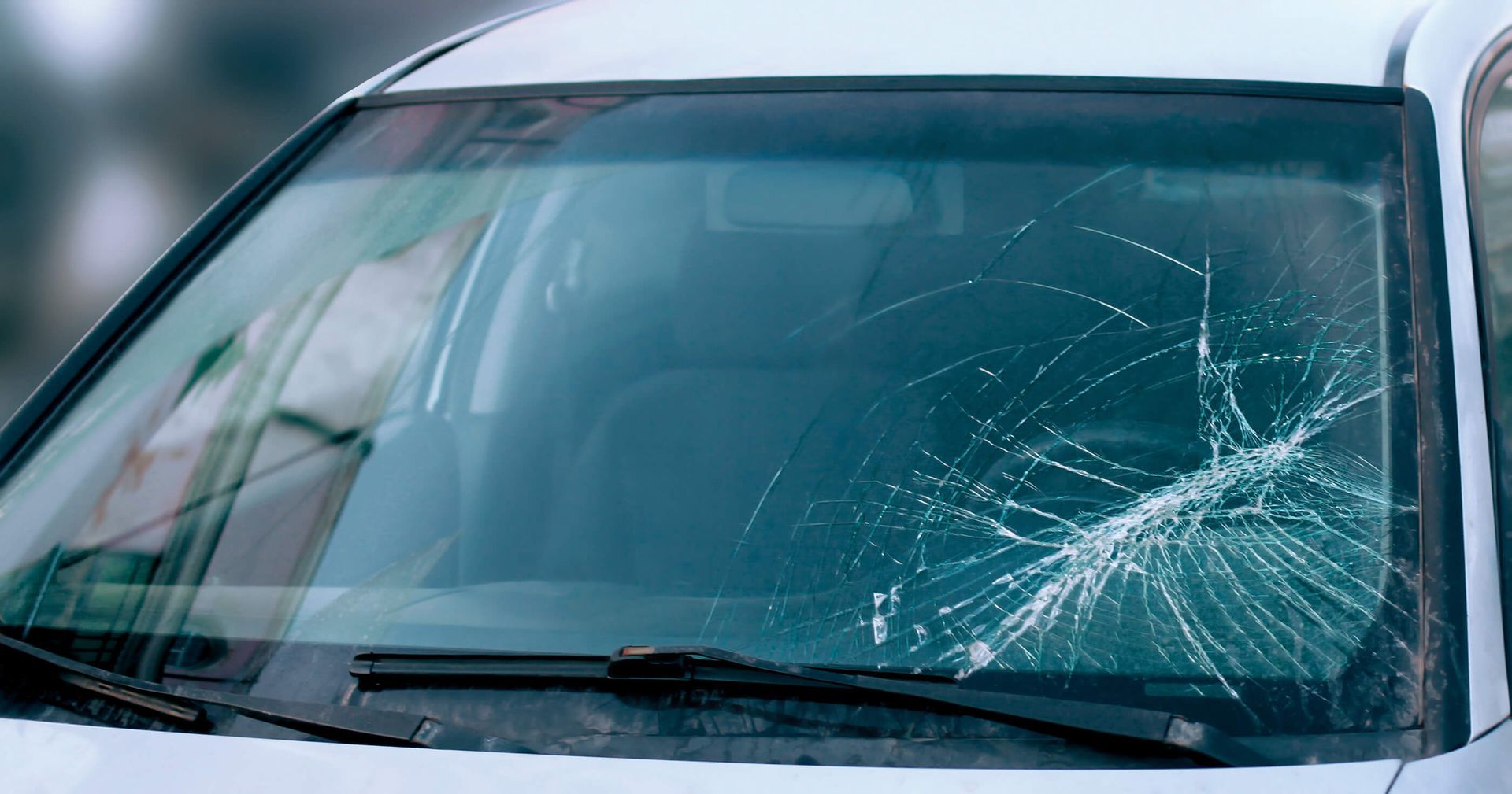 Broken Front Car Glass