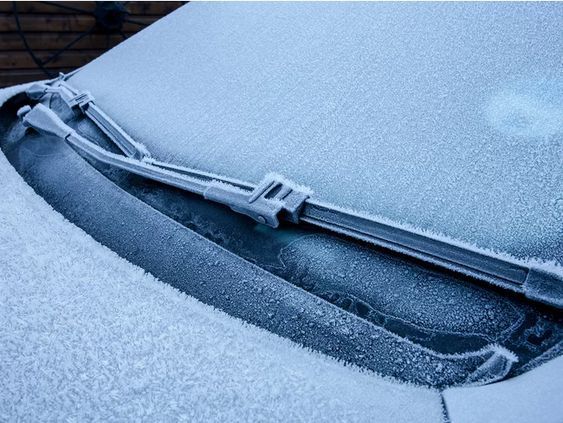 snowed windshield and wiper