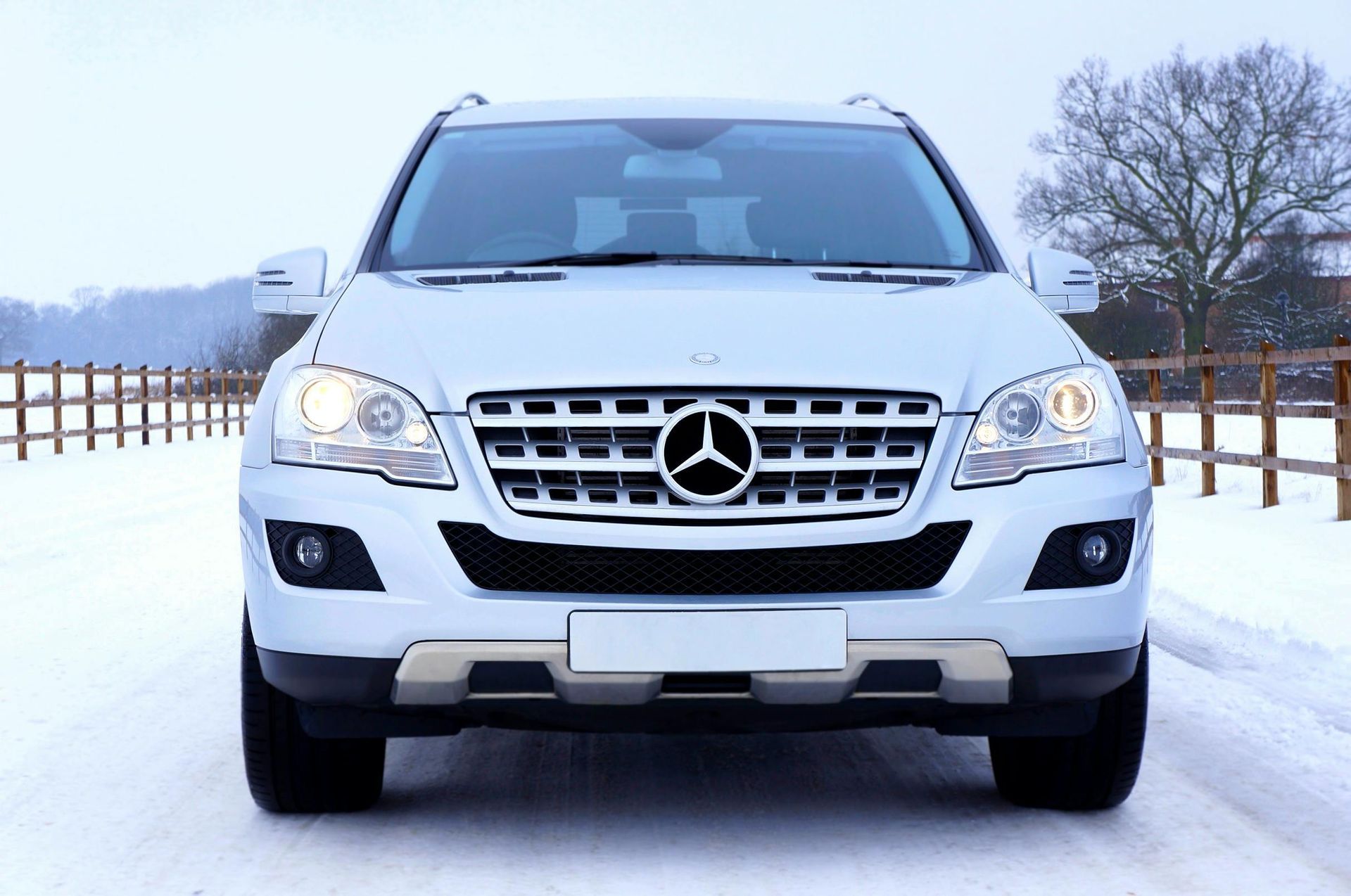 white Benz SUV in 