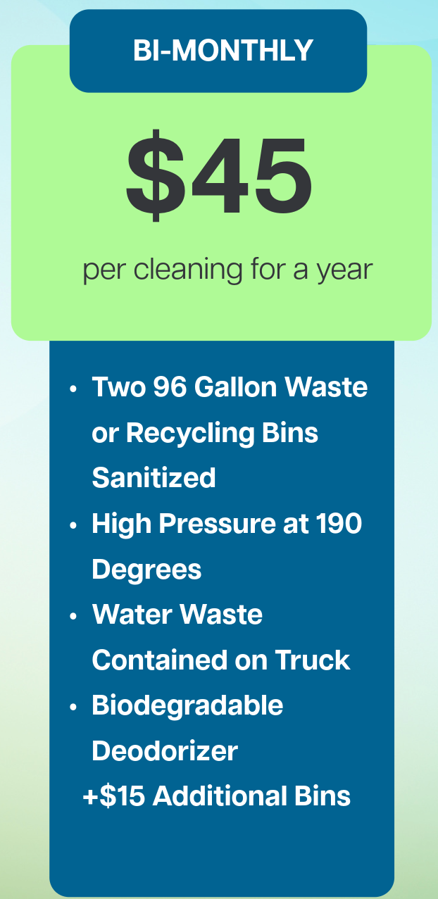 A price list for bi-monthly cleaning for $ 45