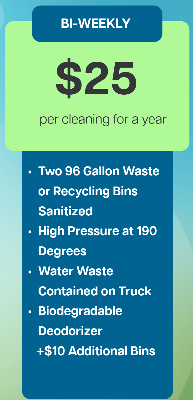A price list for bi-weekly cleaning for $ 25 per cleaning for a year