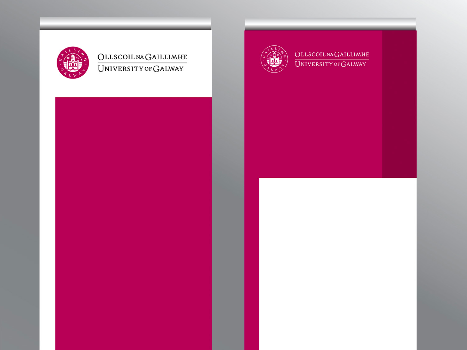 A pink and white envelope with a logo on it.