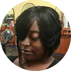 A satisfied customer after keratin hair treatments in Woodbridger, VA