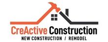 Logo for CreActive Construction. Features orange hammer and house outline with black text, "CreActive Construction".