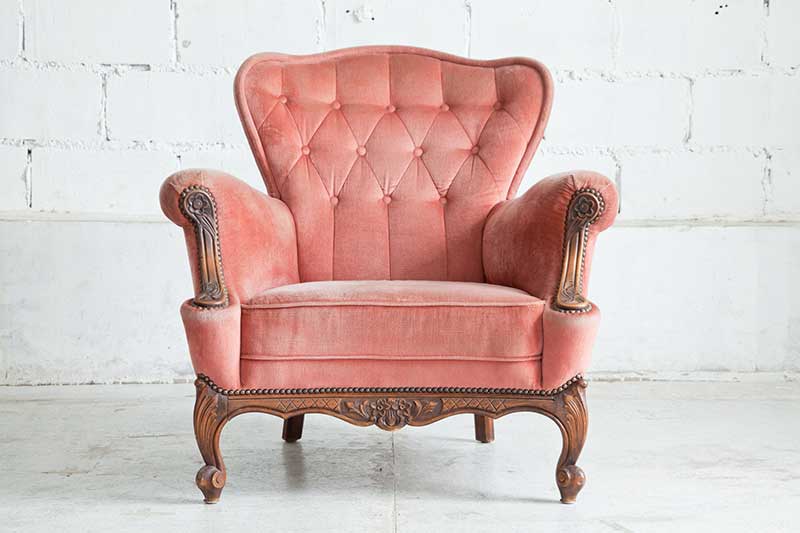 Pale Pink Colored Antique Chair — Fabric Showroom in Groton, CT