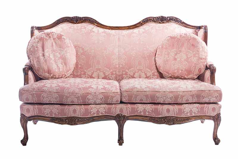 Sofa Type Chair with Pink Embroidery Design — Fabric Showroom in Groton, CT