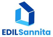 Il logo di edilsannita è un cubo blu con una casa sopra.