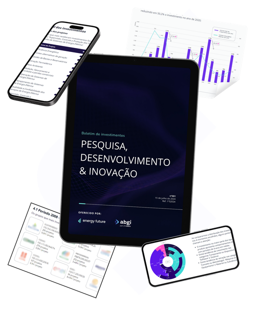 A tablet is open to a page that says pesquisa desenvolvimento & inovacao