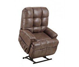A brown leather recliner is sitting on a white background.