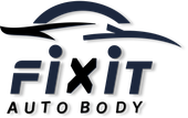 A logo for Fixit Auto Body is shown on a white background