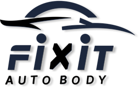 A logo for Fixit Auto Body is shown on a white background