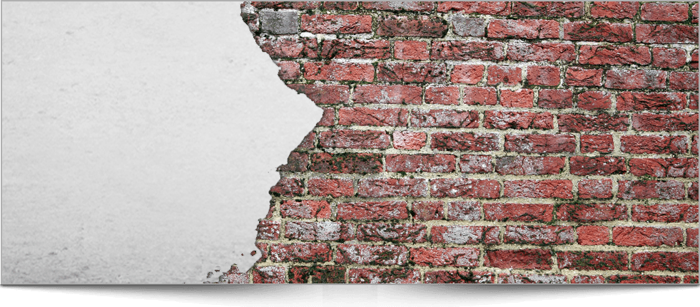 Wall with crumbling brick