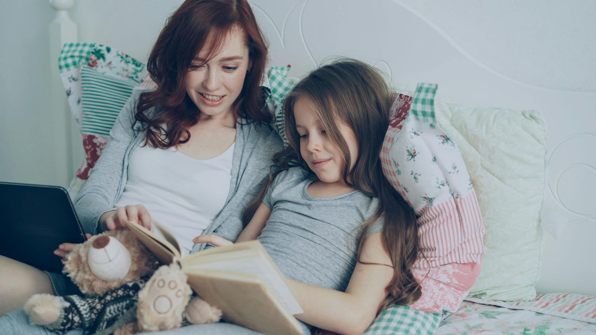 Mother reading with child