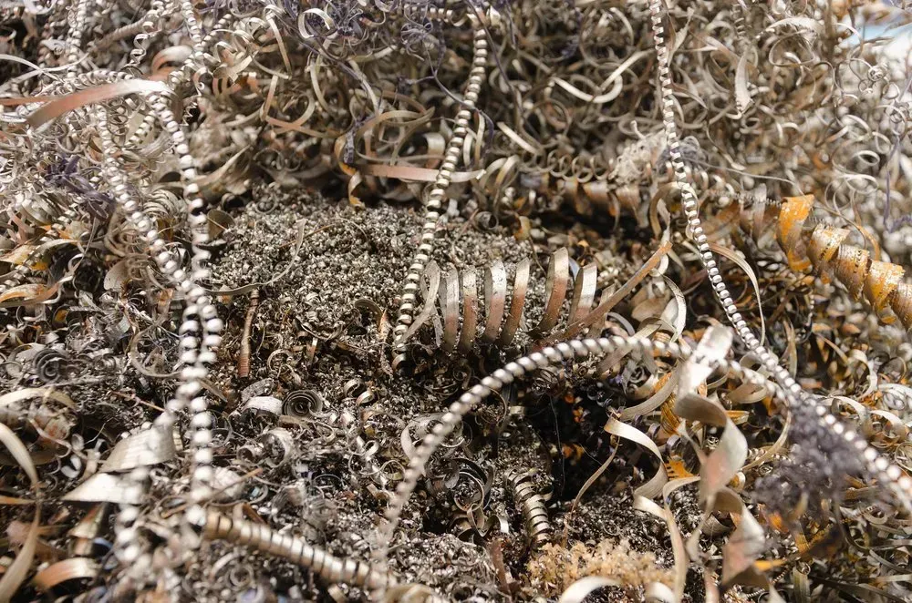 Pile of Metallic Machining Swarf, Silver and Gold-toned — Independent Scrap Metal Pty Ltd in Murwillumbah, NSW