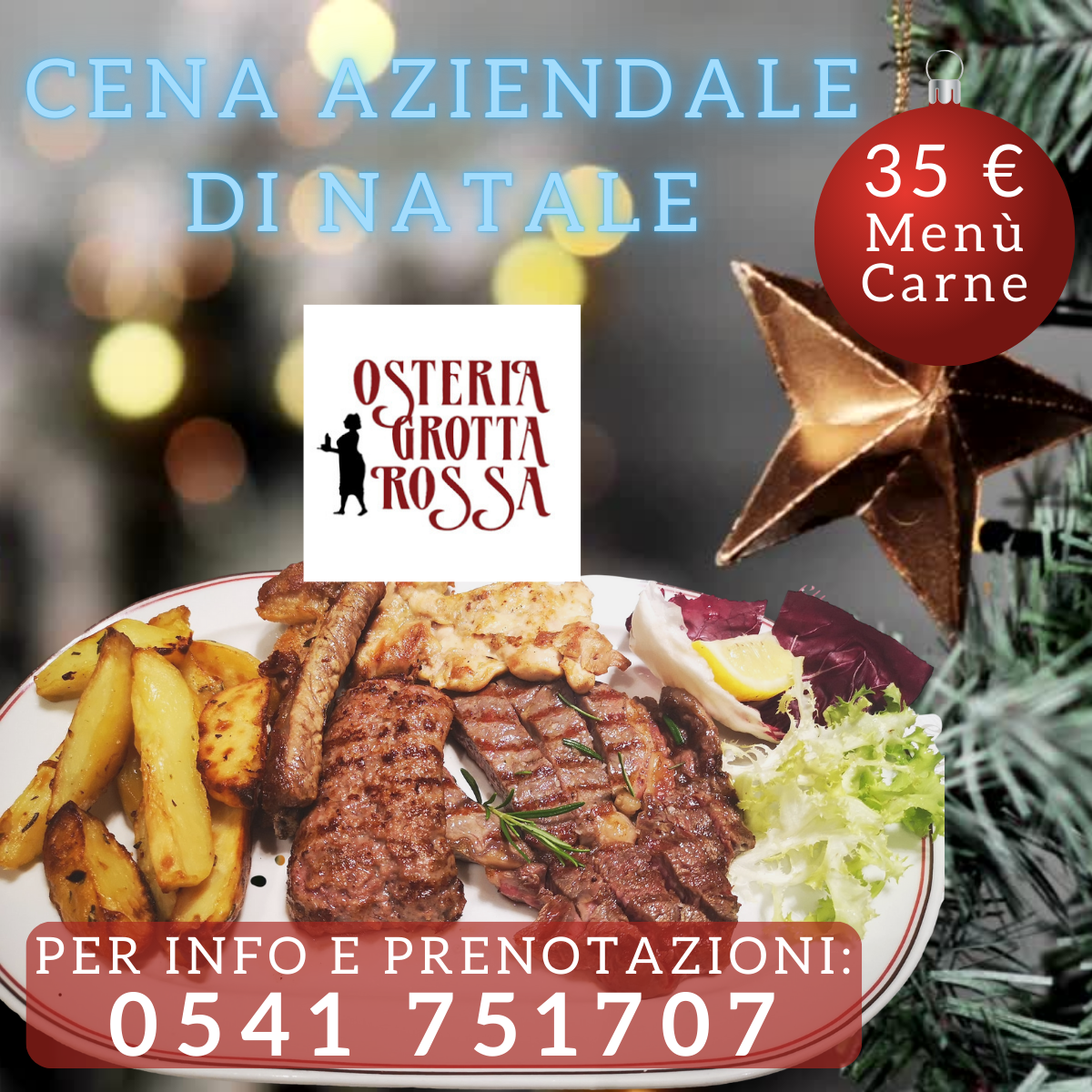 Cena di natale aziendale - Osteria Grotta Rossa Rimini 0541 751707