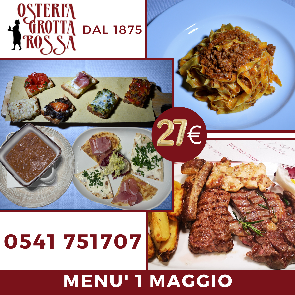 Menù di carne 1 Maggio - Osteria Grotta Rossa