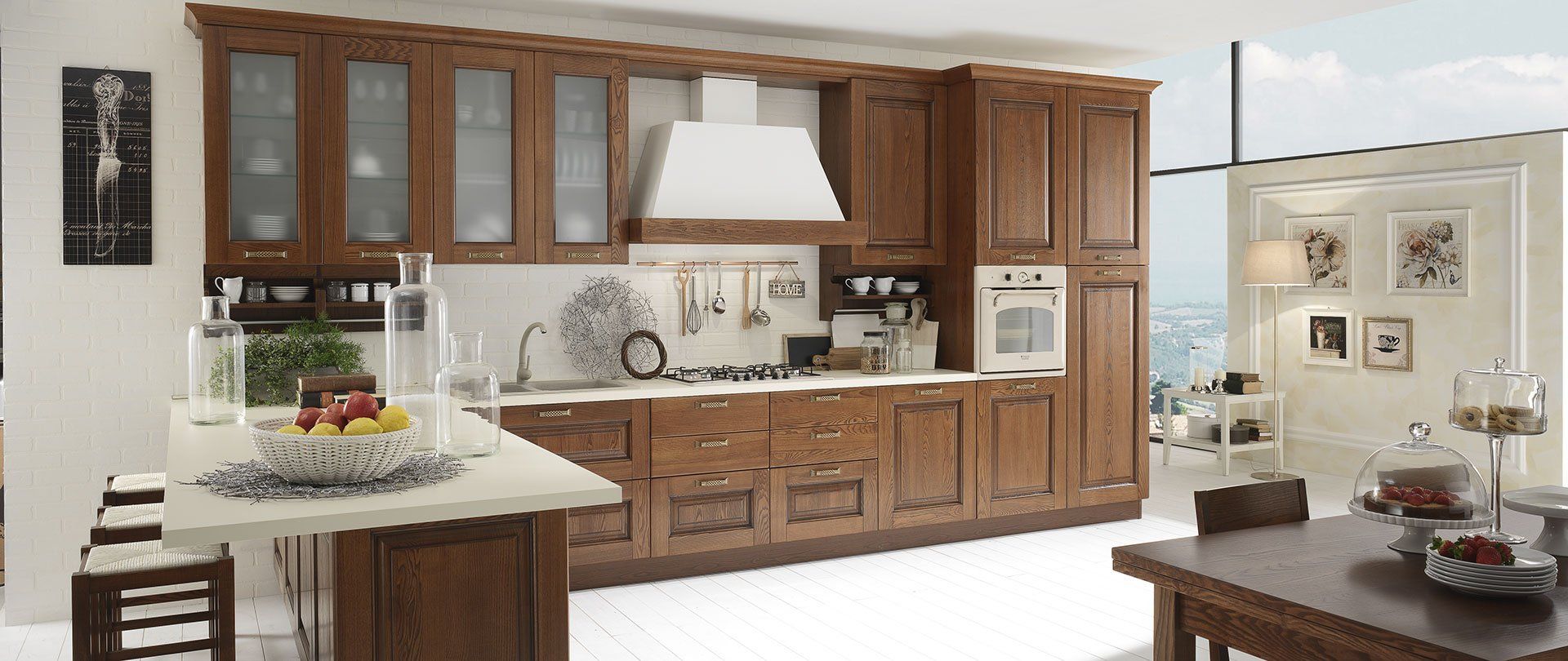 cucina con arredi in legno