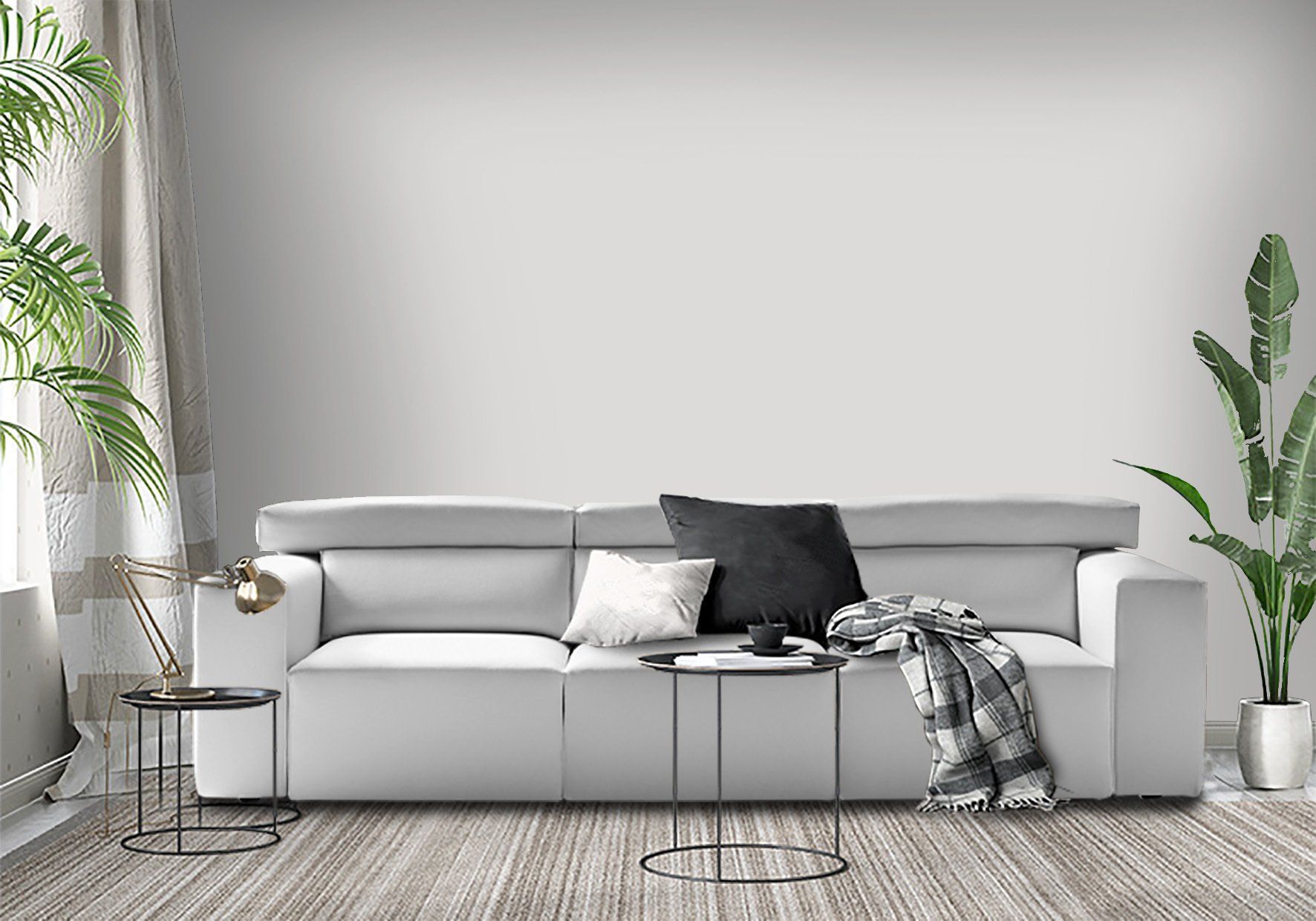 divano grigio per zona giorno