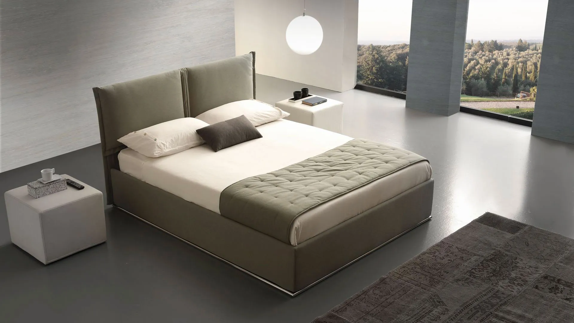 letto matrimoniale con testiera verde