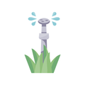 A sprinkler is spraying water on a lawn.