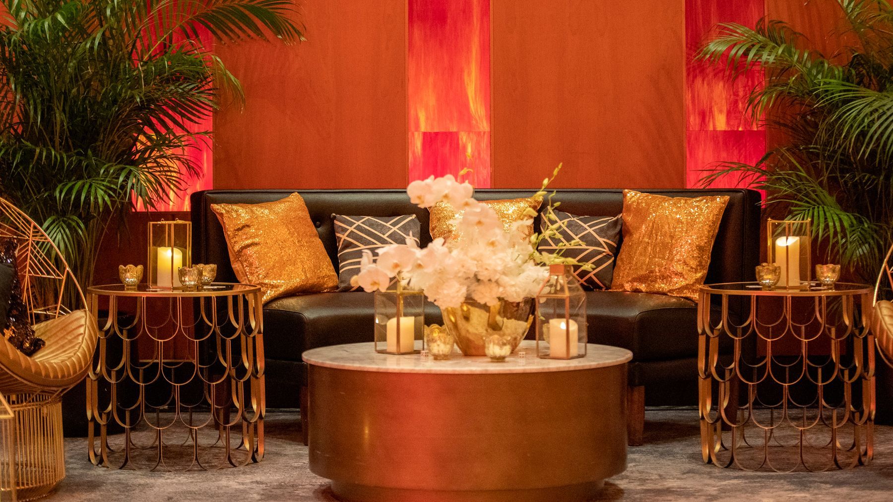 There is a couch and a coffee table in the room.