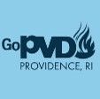 A logo for go pvd providence , ri on a blue background.