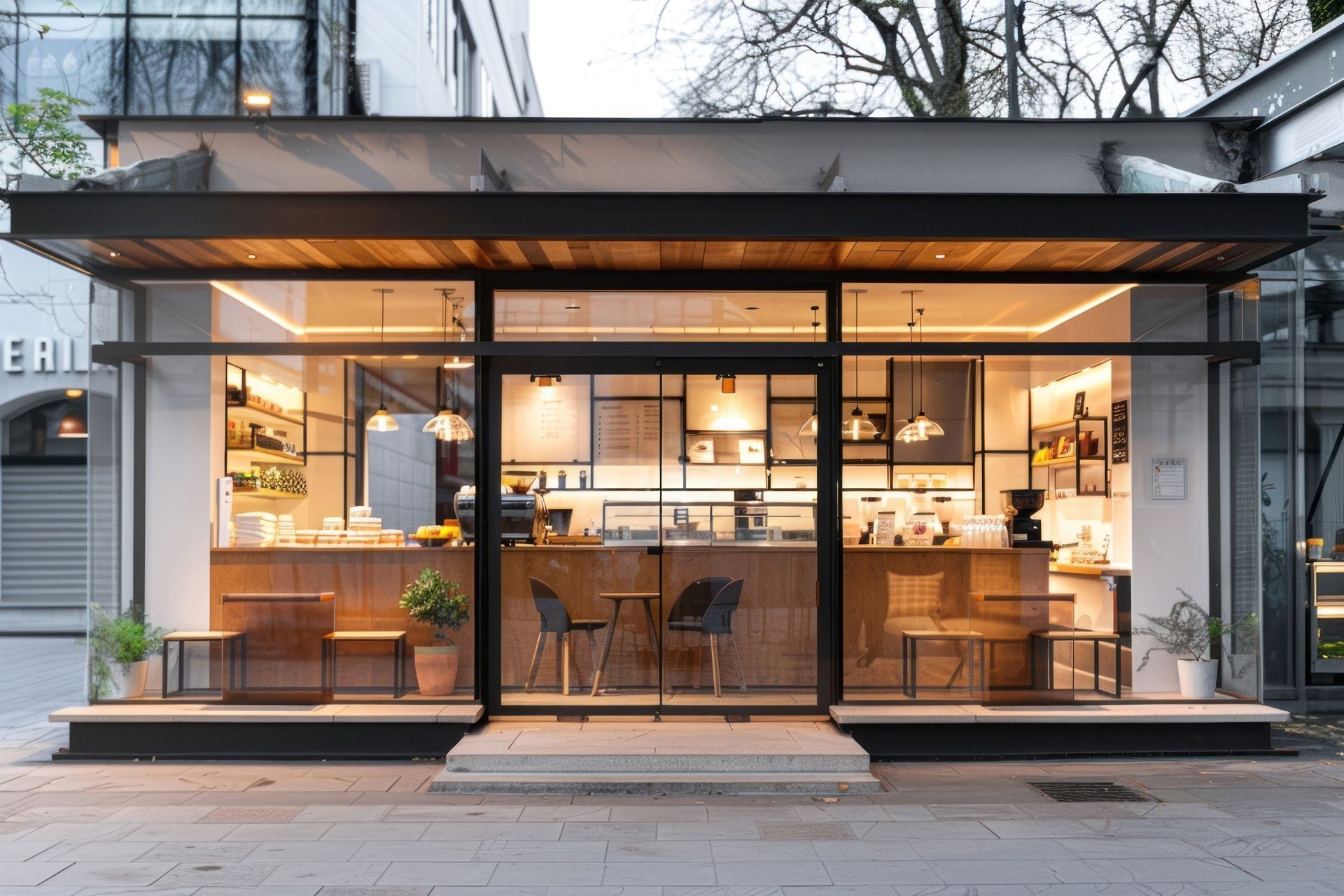 Restaurant with a beautiful glass front