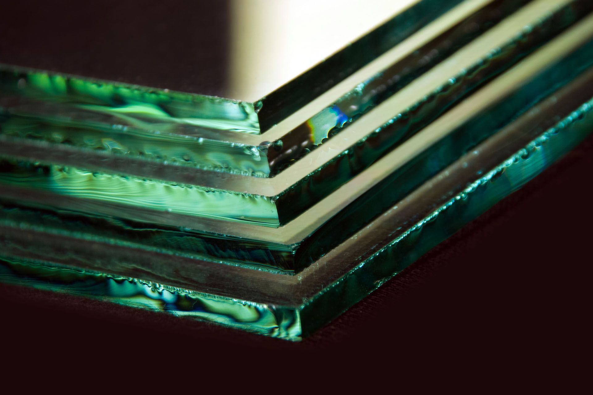 Pieces of glass stacked on top of each other.