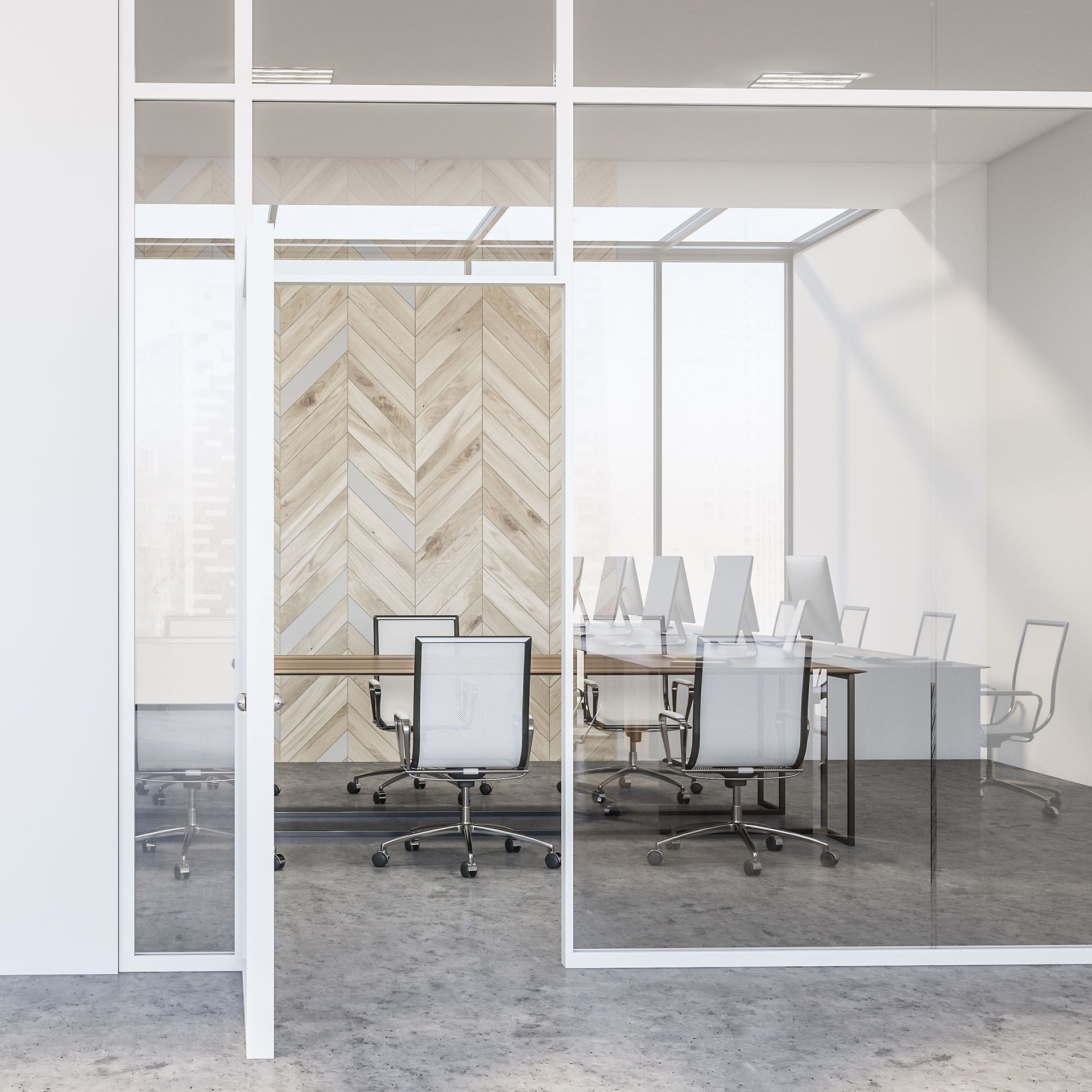 meeting room with high-performance glass walls