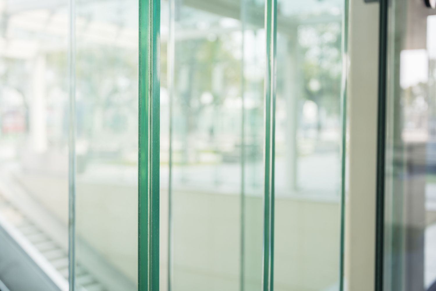 Close-up of toughened glass