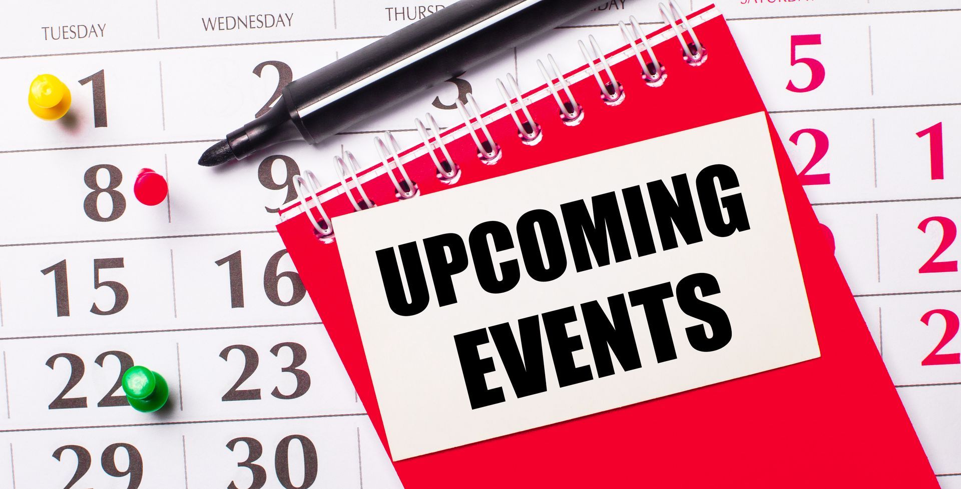 Upcoming events calendar-red