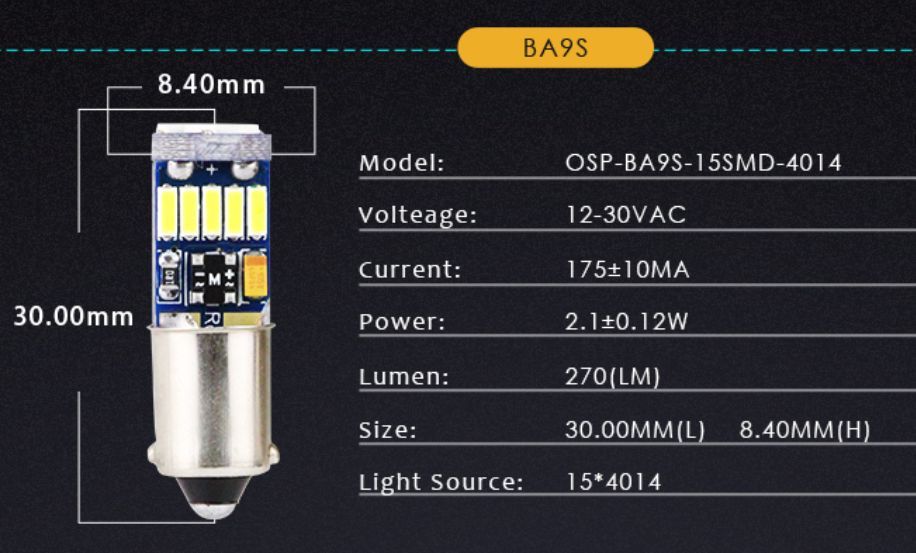 Led Ba9s met Canbus (set van 2 stuks)
