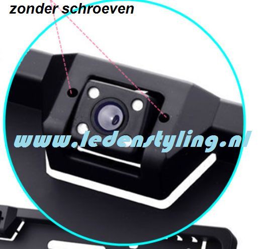 Kentekenplaat houder met achteruit camera met led (zwart)