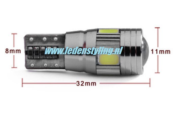 LED CREE T10 6 SMD (set van 2 stuks)